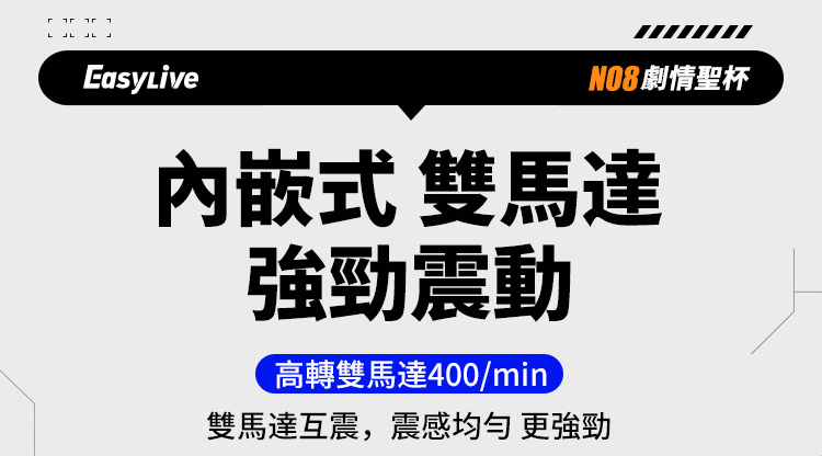 EasyLive NO8 智能電動飛機杯 劇情聖杯 內嵌式雙馬達強勁震動 高轉速400/min 震感均勻更強勁