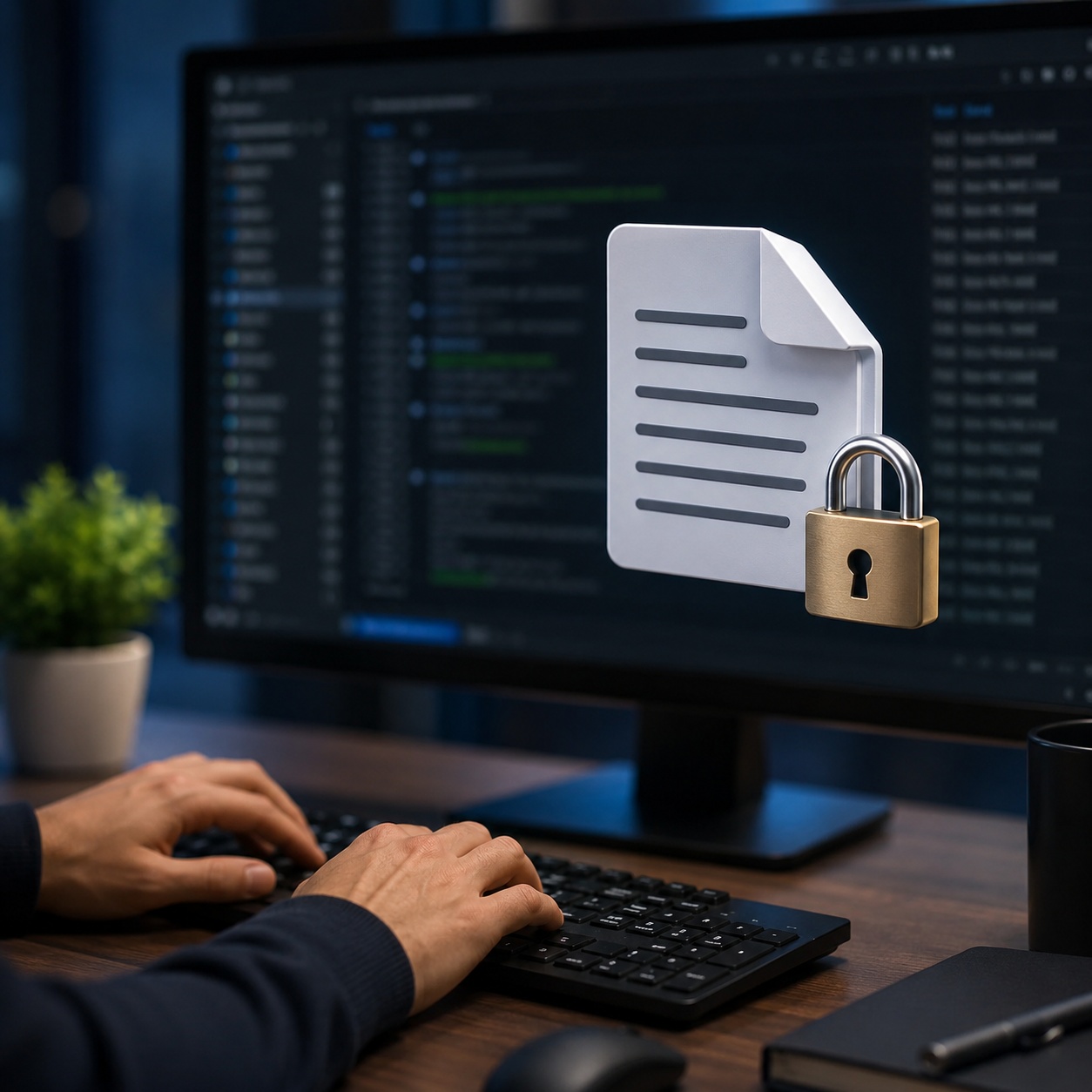 Programming lock file concept showing dependency consistency and version control