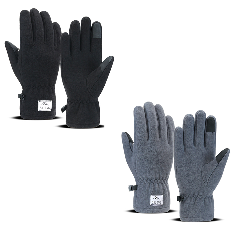 2 piece Black and Grey Winter Thermal Touchscreen Gloves - Outdoor Cycling Skiing Driving Windproof Full Finger Warm Gloves-Dual-Touchscreen Design, Fleece-Lined for Warmth
