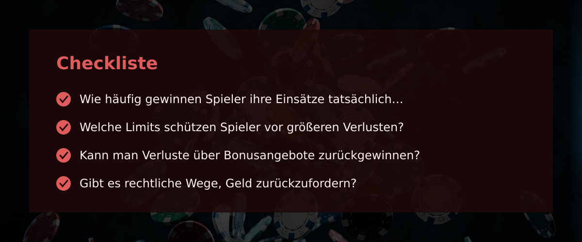 Casino Verluste zurückholen: Zahlen, Grenzen und Realität für deutsche Spieler — Checkliste