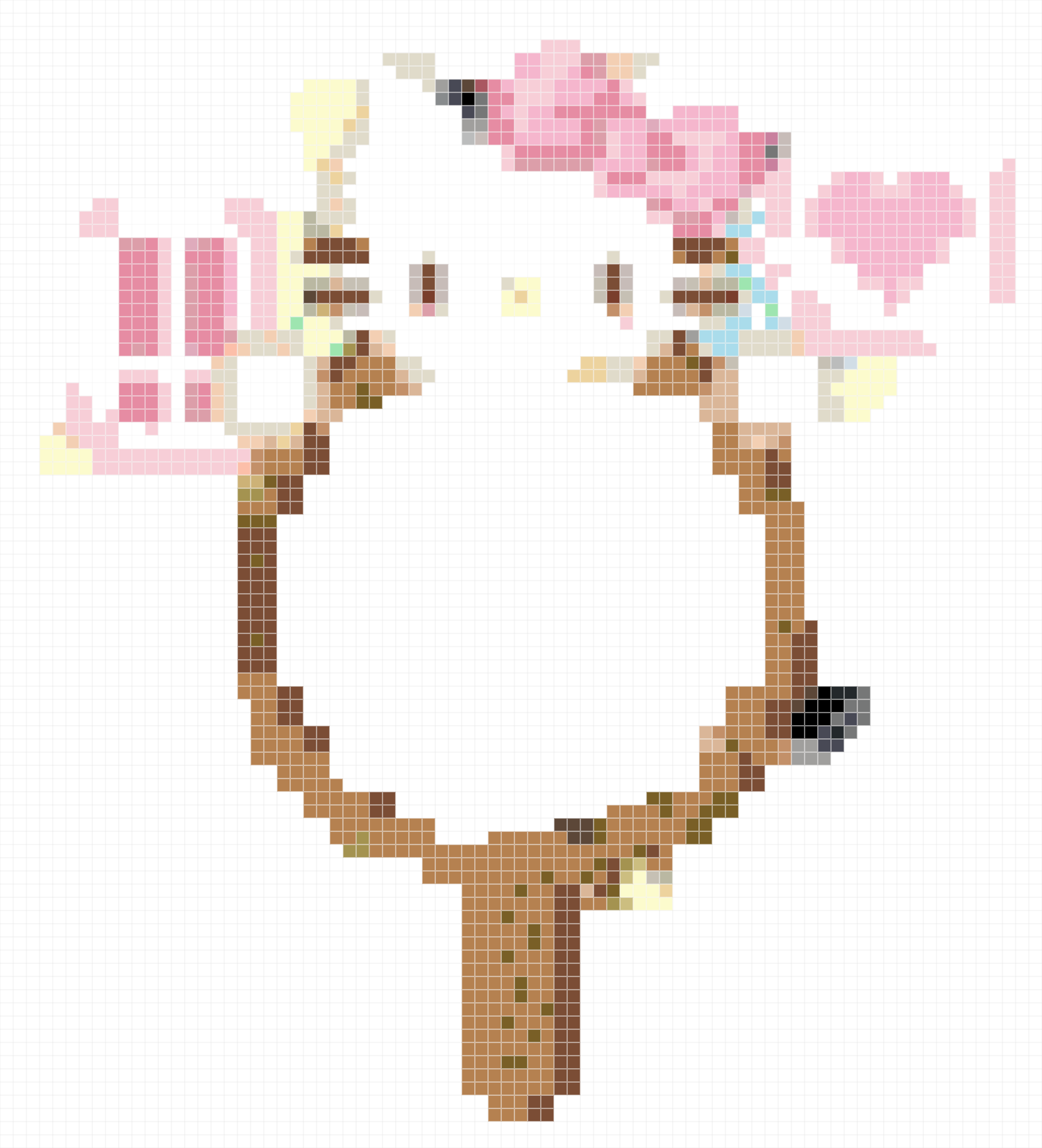 Cute Hello Kitty Hand Mirror Pixel Art Perler Bead