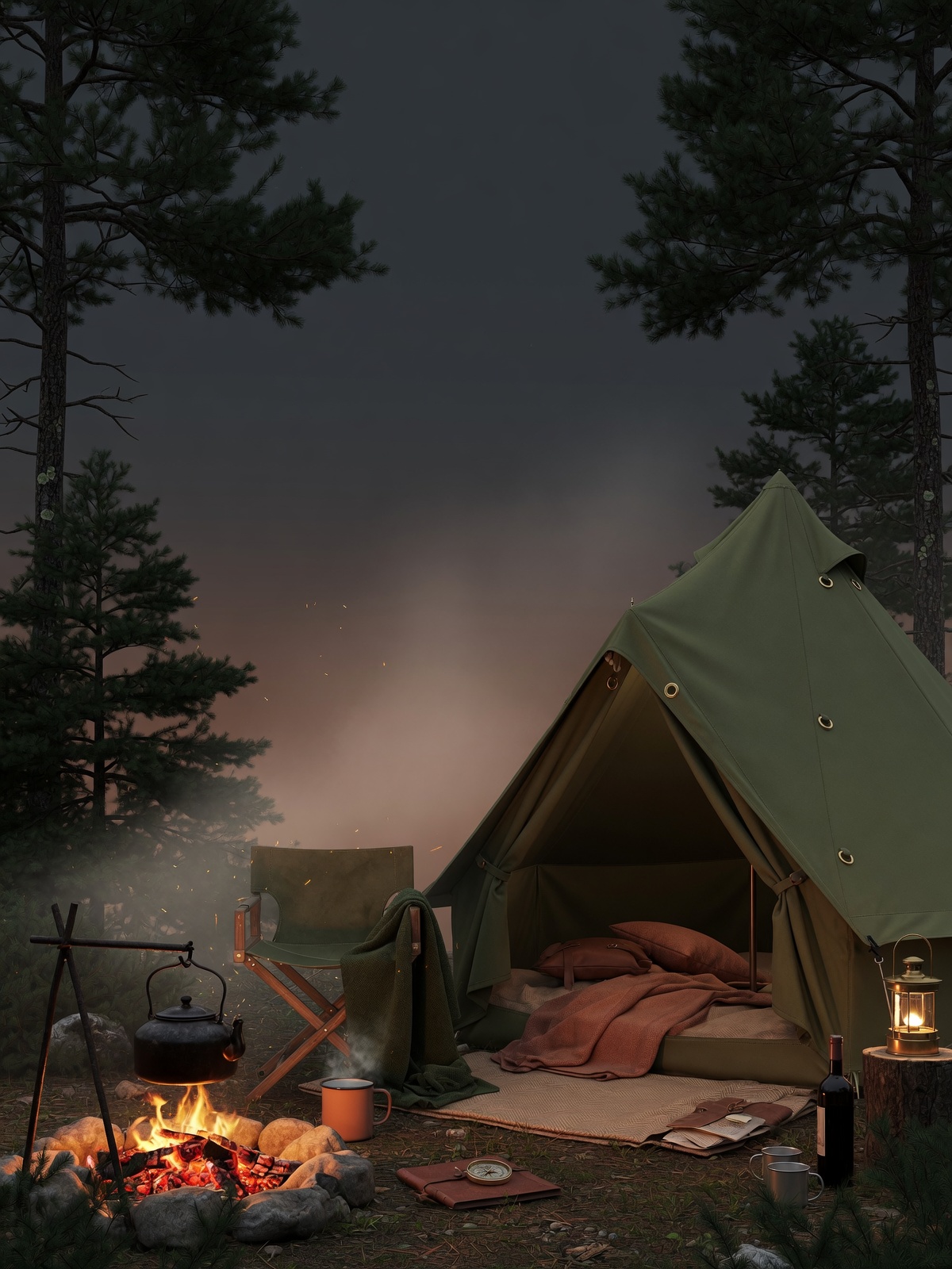 Вид на домик глэмпинга Aura Camp в Карелии