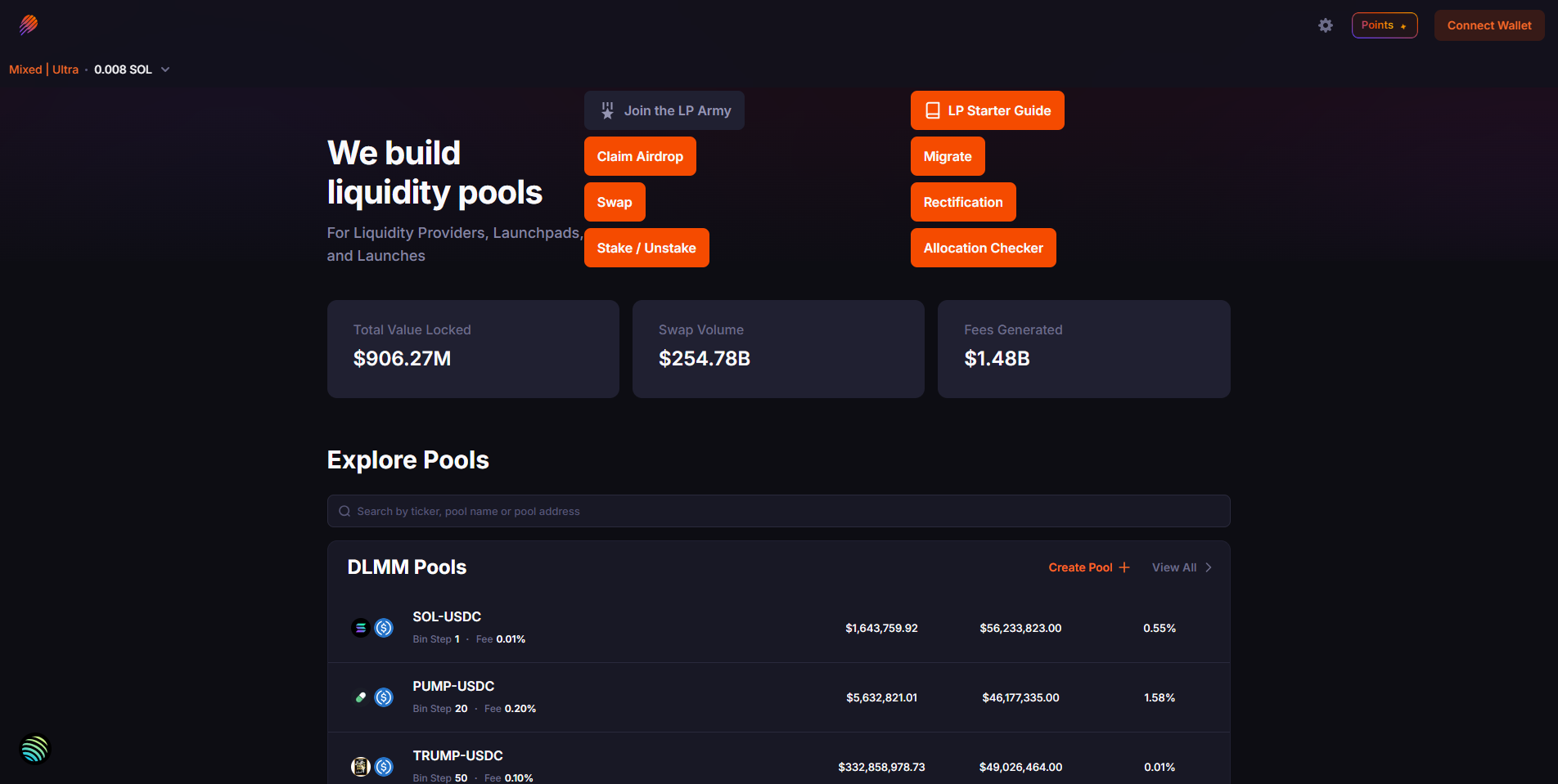 Screenshot of meteora-dapp.pro