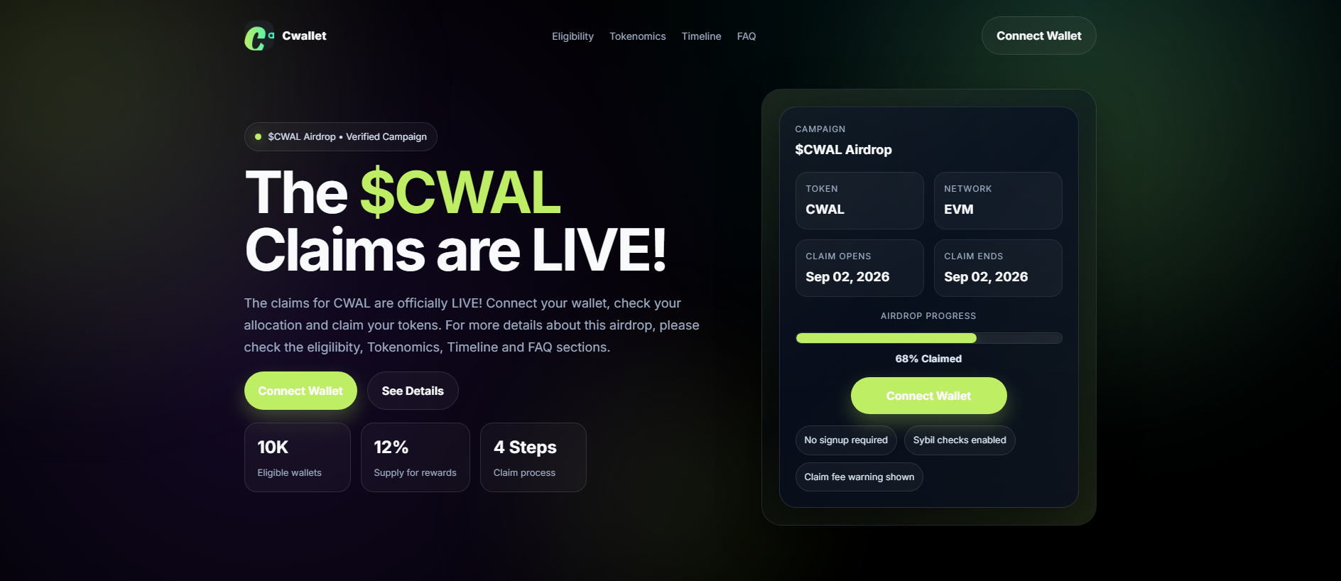 Stored capture of cwallet.live