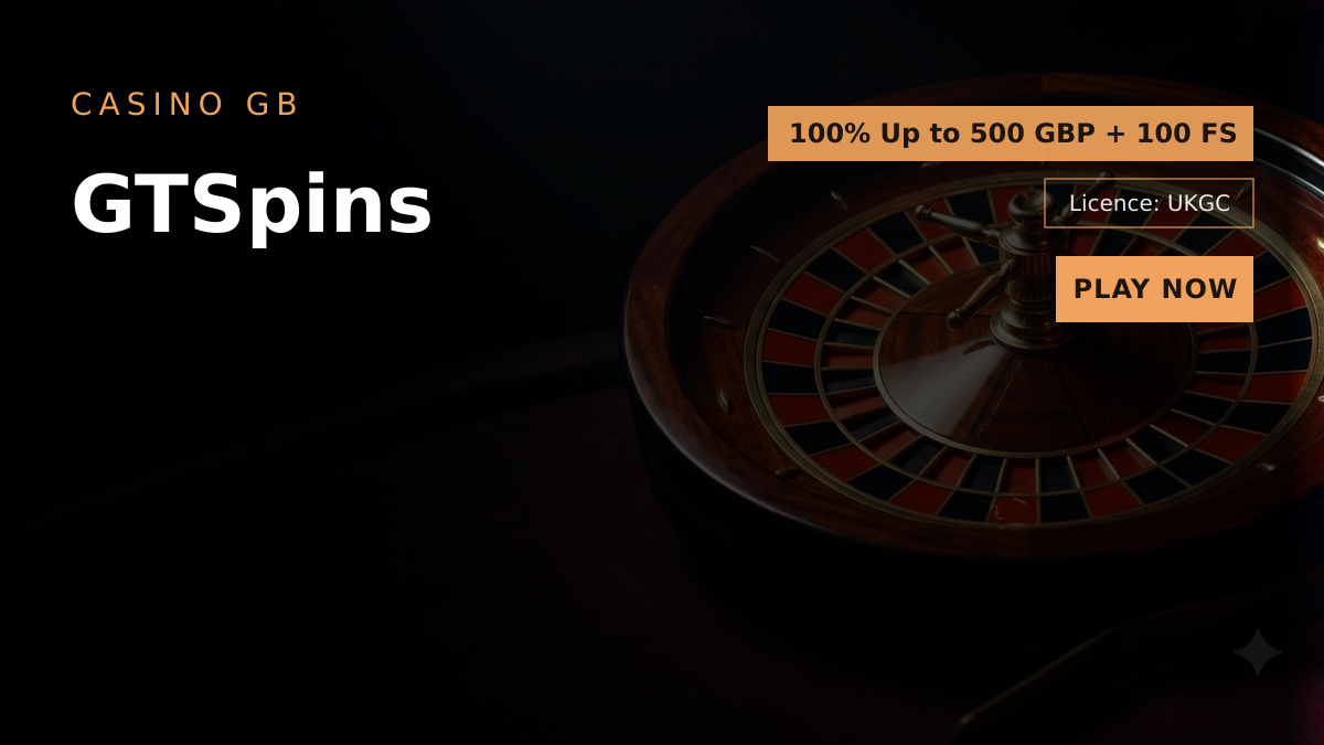 GTSpins casino — welcome bonus 100% Up to 500 GBP + 100 FS, payments: Visa, Mastercard, Trustly, Google Pay, Revolut