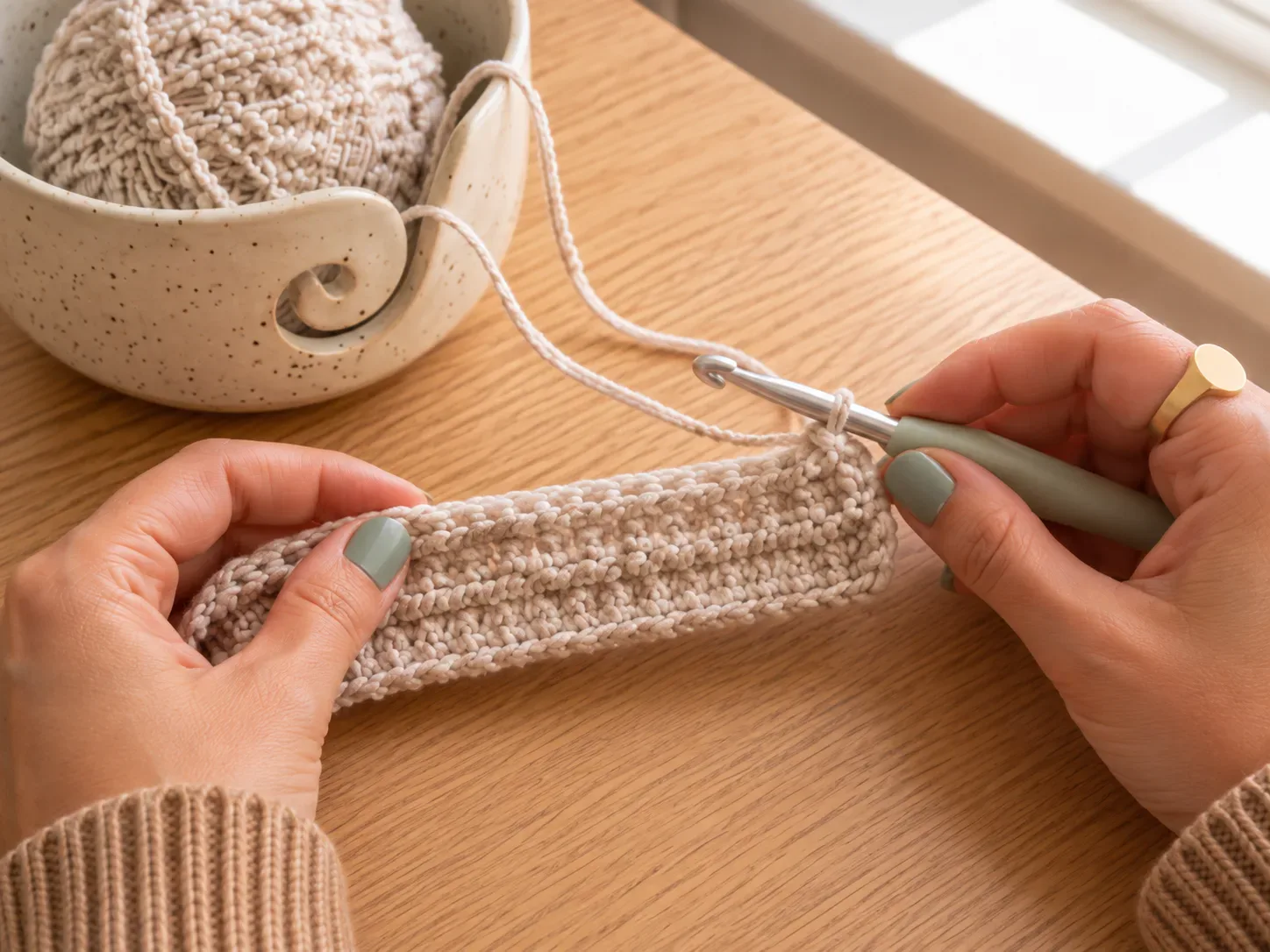 Cozy Bouclé Ear Warmer: Work the first rows
