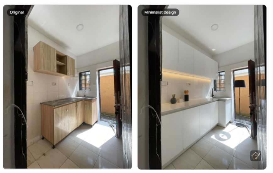 minimalist kitchen design before and after small kitchen transformation AI