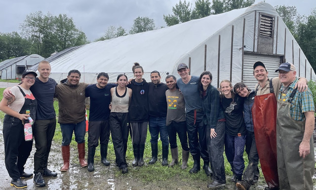 Vermont farm landscape and team
