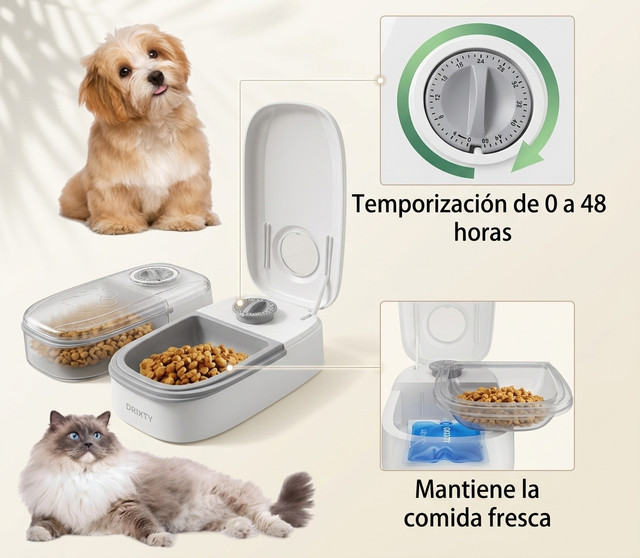 Dispensador automático de comida para mascotas en casa
