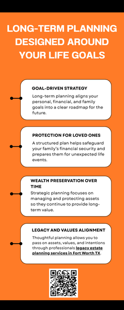 Long-term planning designed around your life goals ensures your wealth, values, and wishes are protected for future generations. By aligning financial strategies with personal milestones, you gain clarity and peace of mind. Professional legacy estate planning services in Fort Worth TX help create flexible, thoughtful plans that adapt as your life evolves. To know more visit here - https://andreawardcpa.com/estate-planning-fort-worth-tx