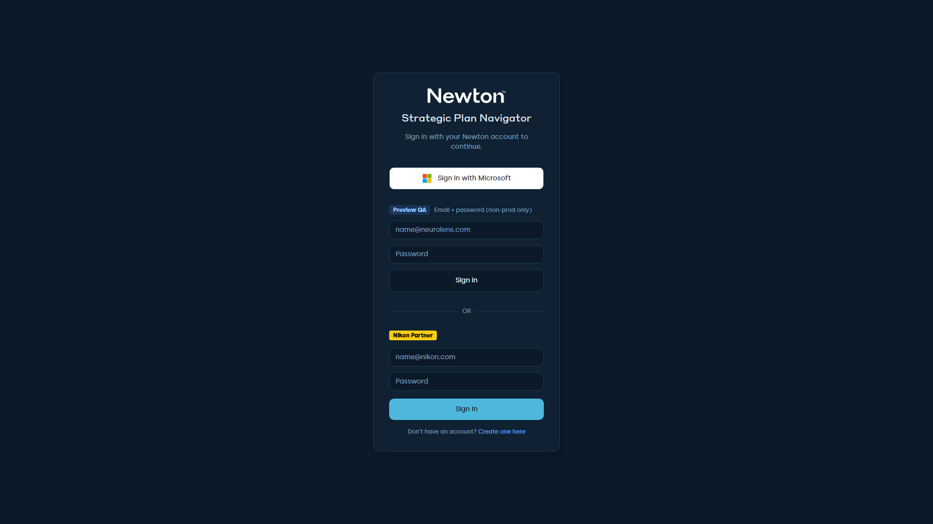 Forensic screenshot of preview-strategynavigator.newton.tech showing the phishing page layout