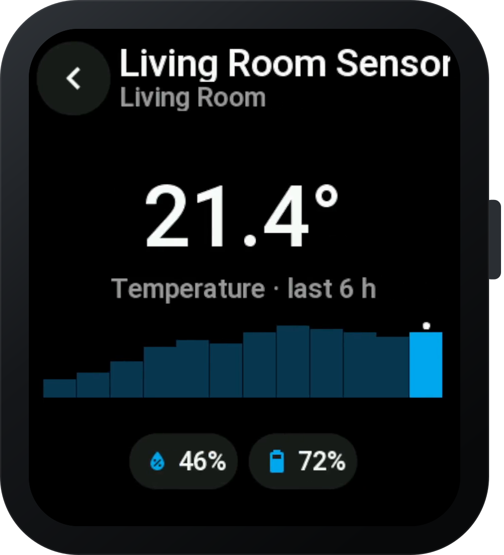 Ein Sensor mit dem Verlauf der letzten sechs Stunden.