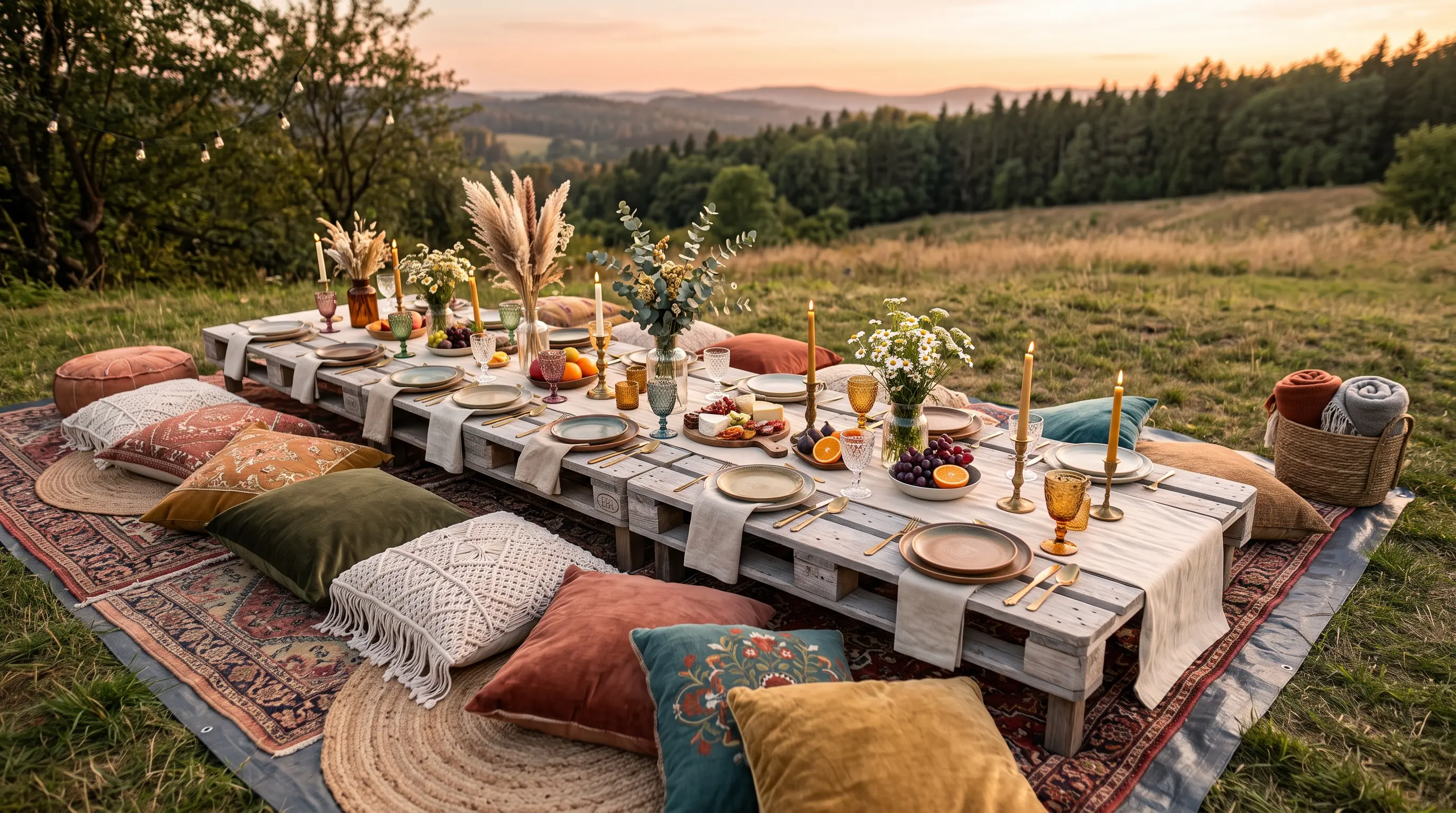 Boho Low-Profile Picnic Table Decor