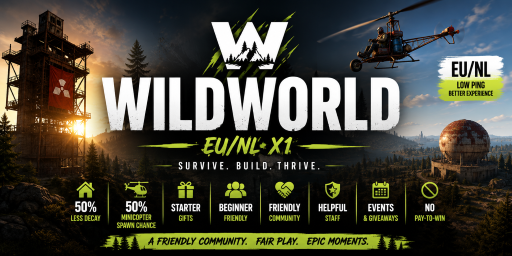 Баннер сервера EU/NL WildWorld x1 | Vanilla+ | Monthly Wipe | No P2W