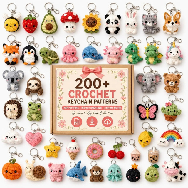 200+ crochet keychain patterns from AuraCrochetPattern