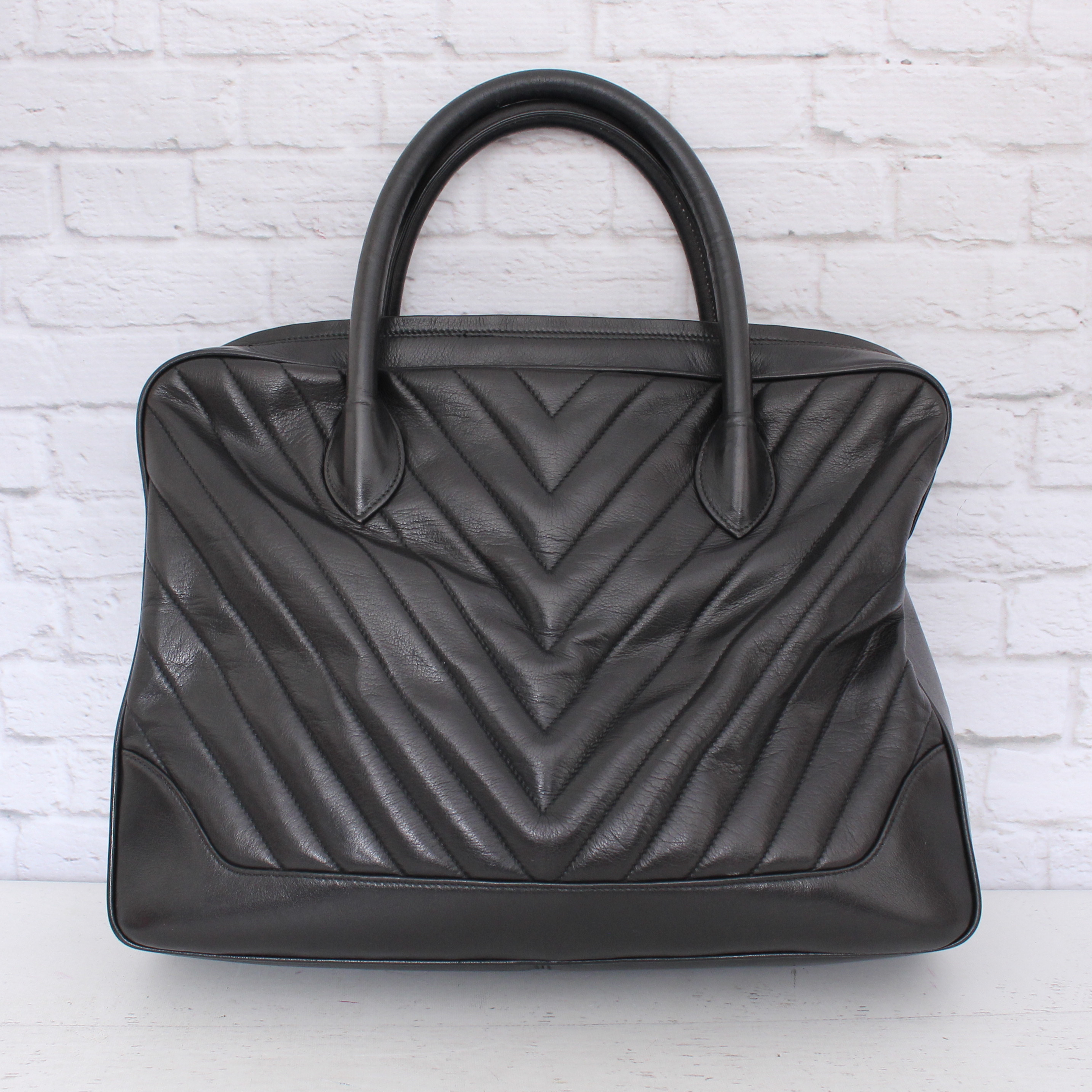 Chanel Chevron Lambskin Top Handle