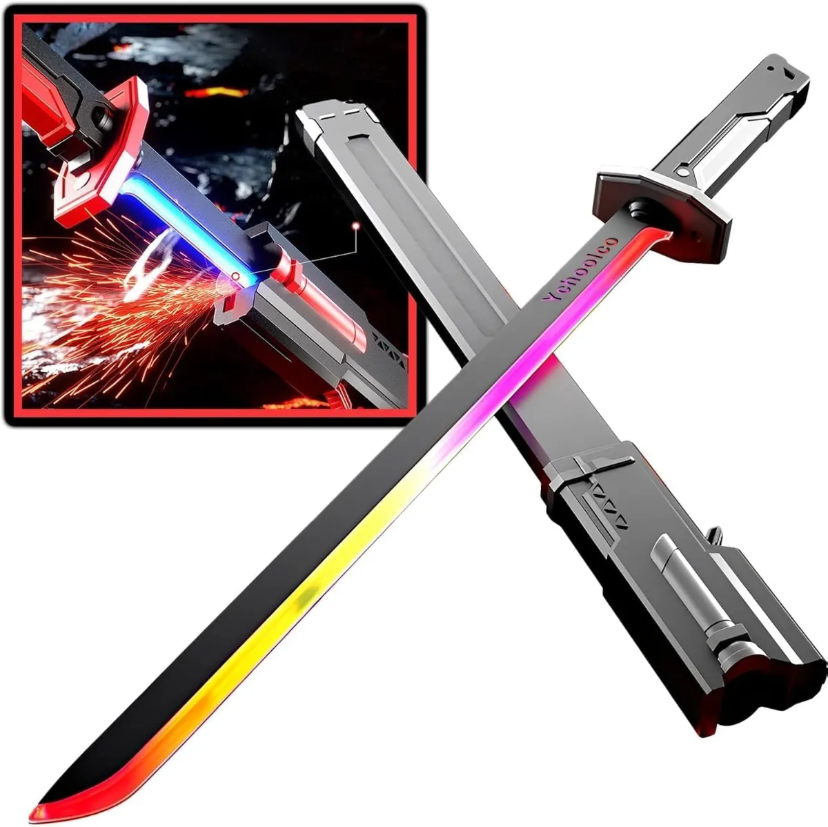 LED Light Up Toy Sword for Kids – Rechargeable Glowing Ninja Sword with Sound Effects, Pretend Play Warrior Weapon Toy for Boys & Girls