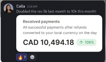 Revenue screenshot shared publicly by Callo Ko