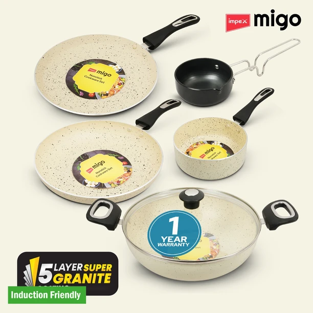 IMPEX 6-Piece Granite Non-Stick Cookware Set