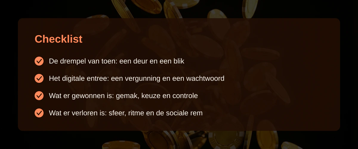 Het entree casino: hoe de drempel verdween en wat we daarmee wonnen en verloren — Checklist