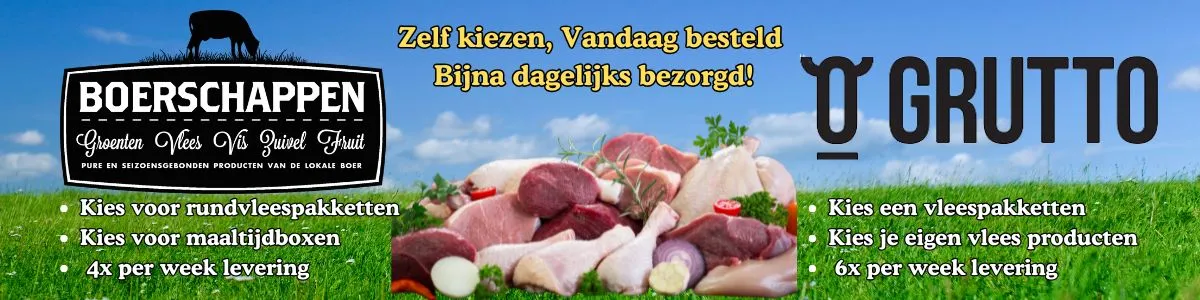 Vlees kopen bij de boer - Grutto Vleespakketten en maaltijdboxen van Boerschappen - www.Vleeskopenbijdeboer.nl