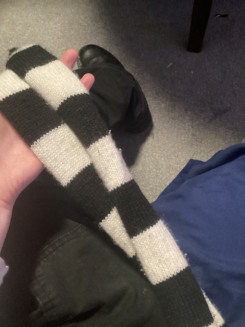 Like a lemur… but with two tails… it’s actually just a really long scarf that I wear like a belt