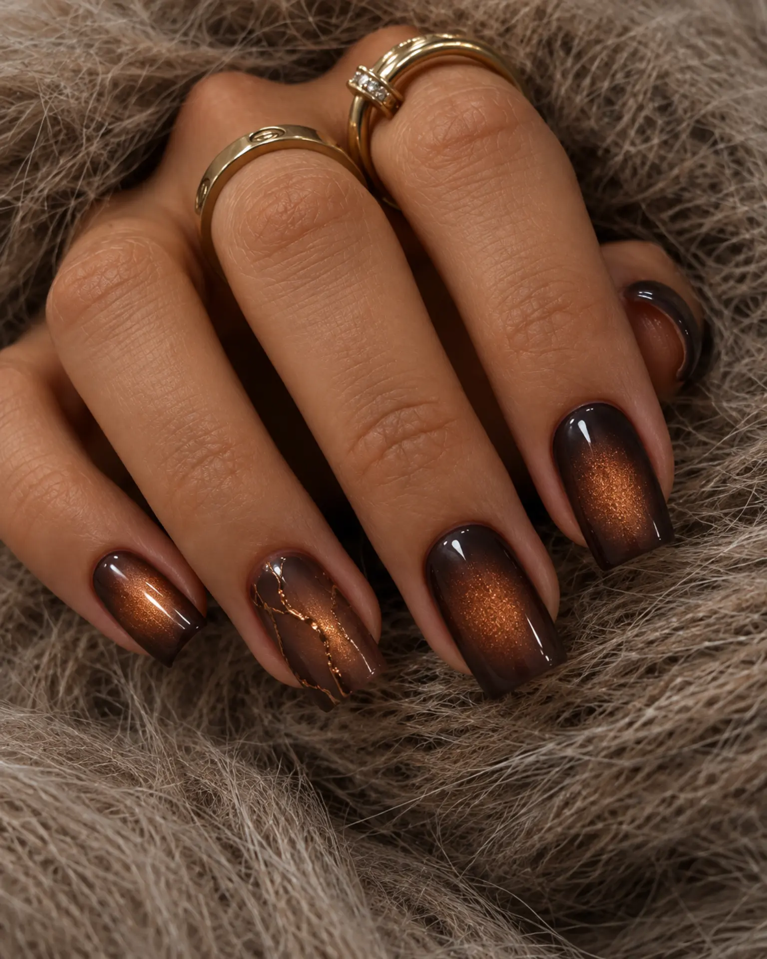 Copper Smoke Aura manicure inspiration for dark aura nail ideas
