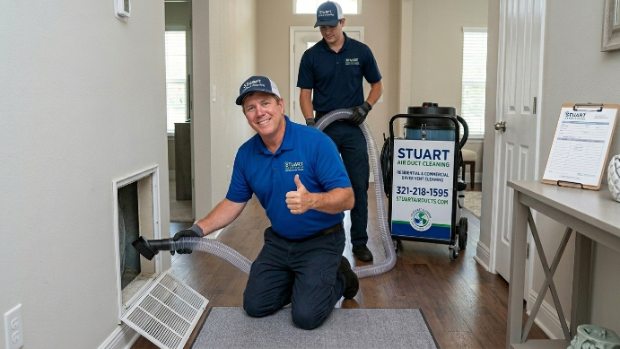 Air duct cleaning technicians at work in Stuart Florida