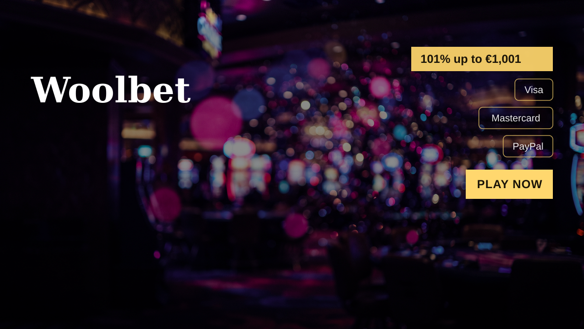 Woolbet casino — welcome bonus 101% up to €1,001 + 101 FS, payments: Visa, Mastercard, PayPal, Skrill, Neteller