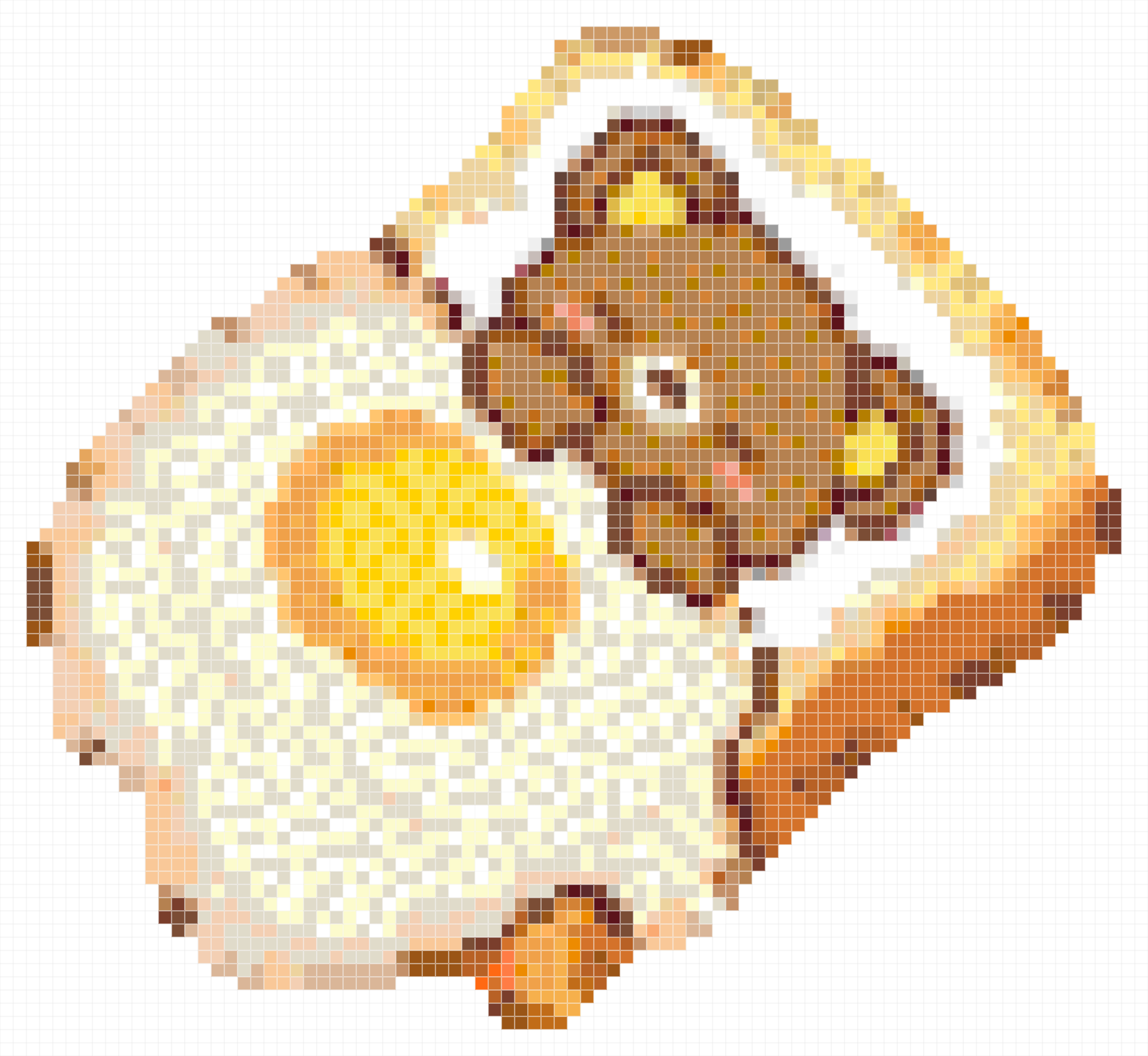 Sleepy Bear on Toast With Fried Egg Pixel Art Perl
