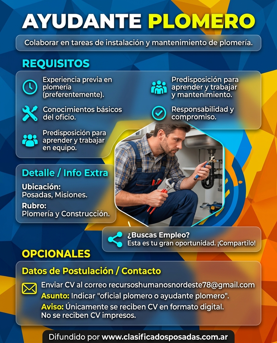 Se BuscaAyudante Plomero en Posadas