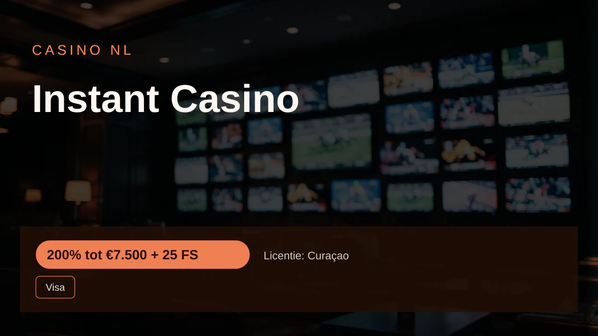 Instant Casino — welkomstbonus 200% tot €7.500 + 25 FS, betalingen: Visa, Mastercard, Sofort, Giropay, Pix