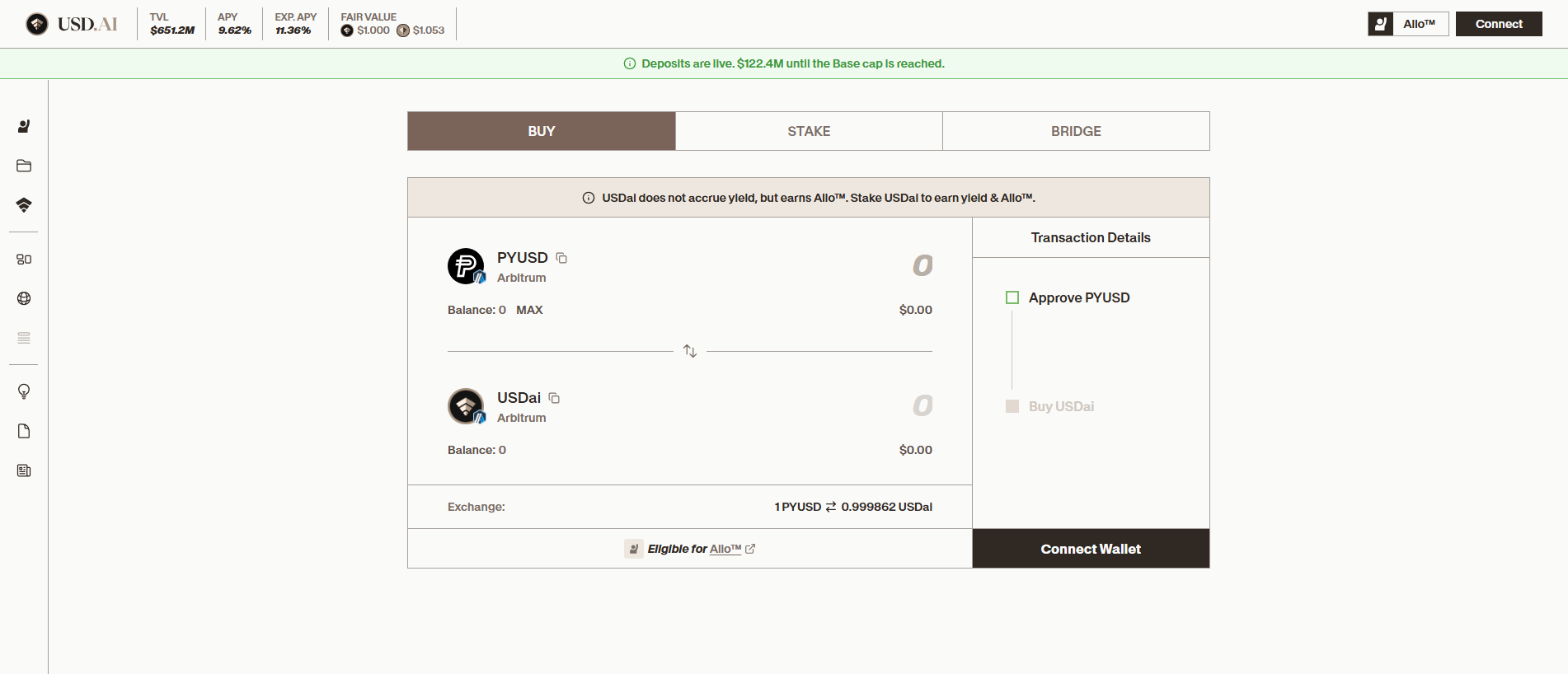 Forensic screenshot of usdai.fi showing the phishing page layout