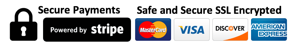 Secure payments: Stripe, Visa, Mastercard, Amex