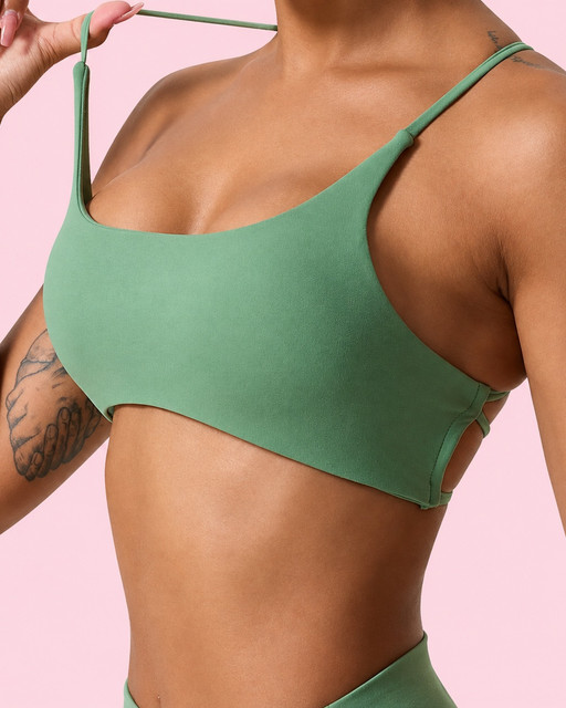 Seamless Spaghetti Strap Sports Bra – Low-Impact Active & Lounge Bralette, Front view