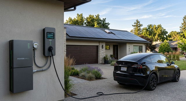 Sistema energetico domestico integrato con auto elettrica in carica