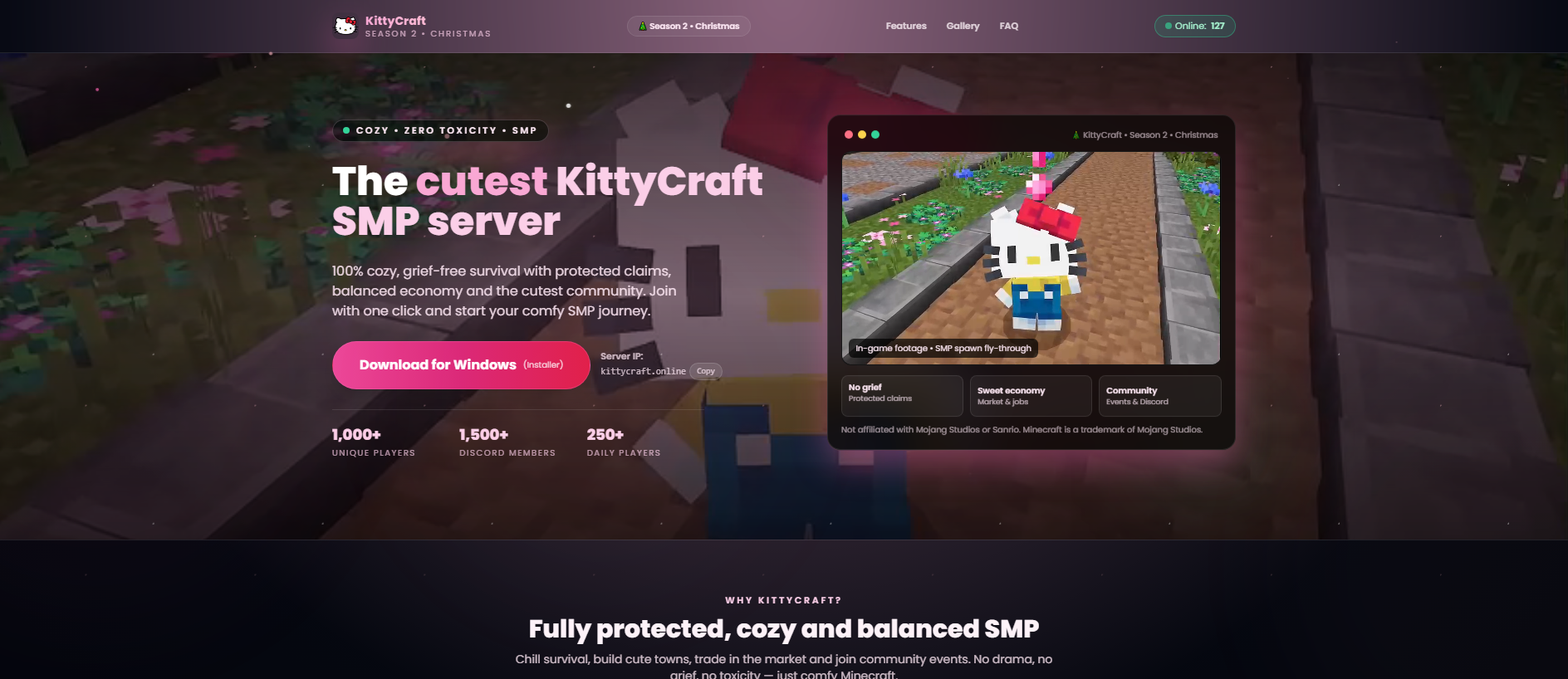 Forensic screenshot of kittycraft.online showing the phishing page layout