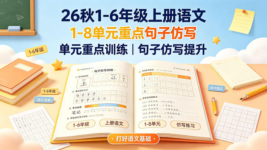 26秋1-6年级上册语文1-8单元重点句子仿写