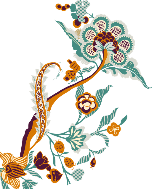 Stylized Retro Botanical Branch Motif with Abstract Flowers.png