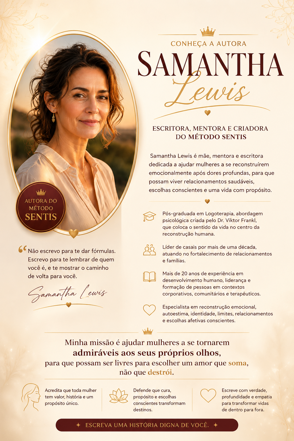 Samantha Lewis, autora do livro Mãe Solo e Admirável e criadora do Método SENTIS