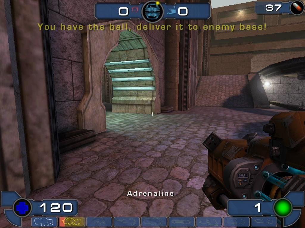 The Bombing Run ball launcher and ball-carrier message in UT2003