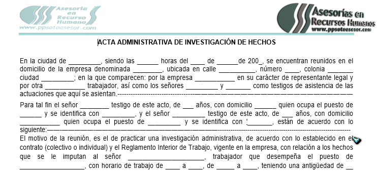 Acta administrativa -modelo de-