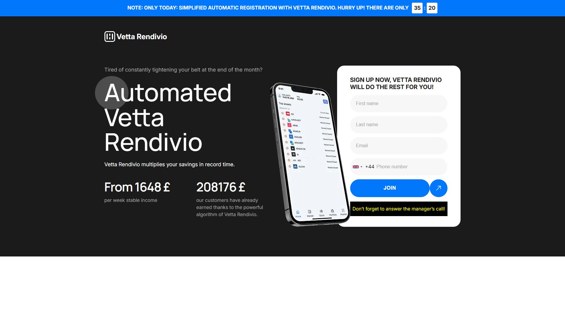 Stored capture of vettarendivio.net