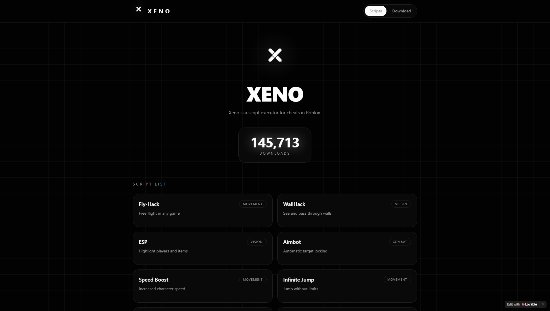 Stored capture of xeno-script.lovable.app