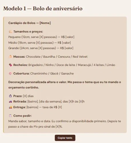 Visualização do Cardápio que Rende no celular