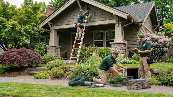 Wildlife removal professional at work in Portland