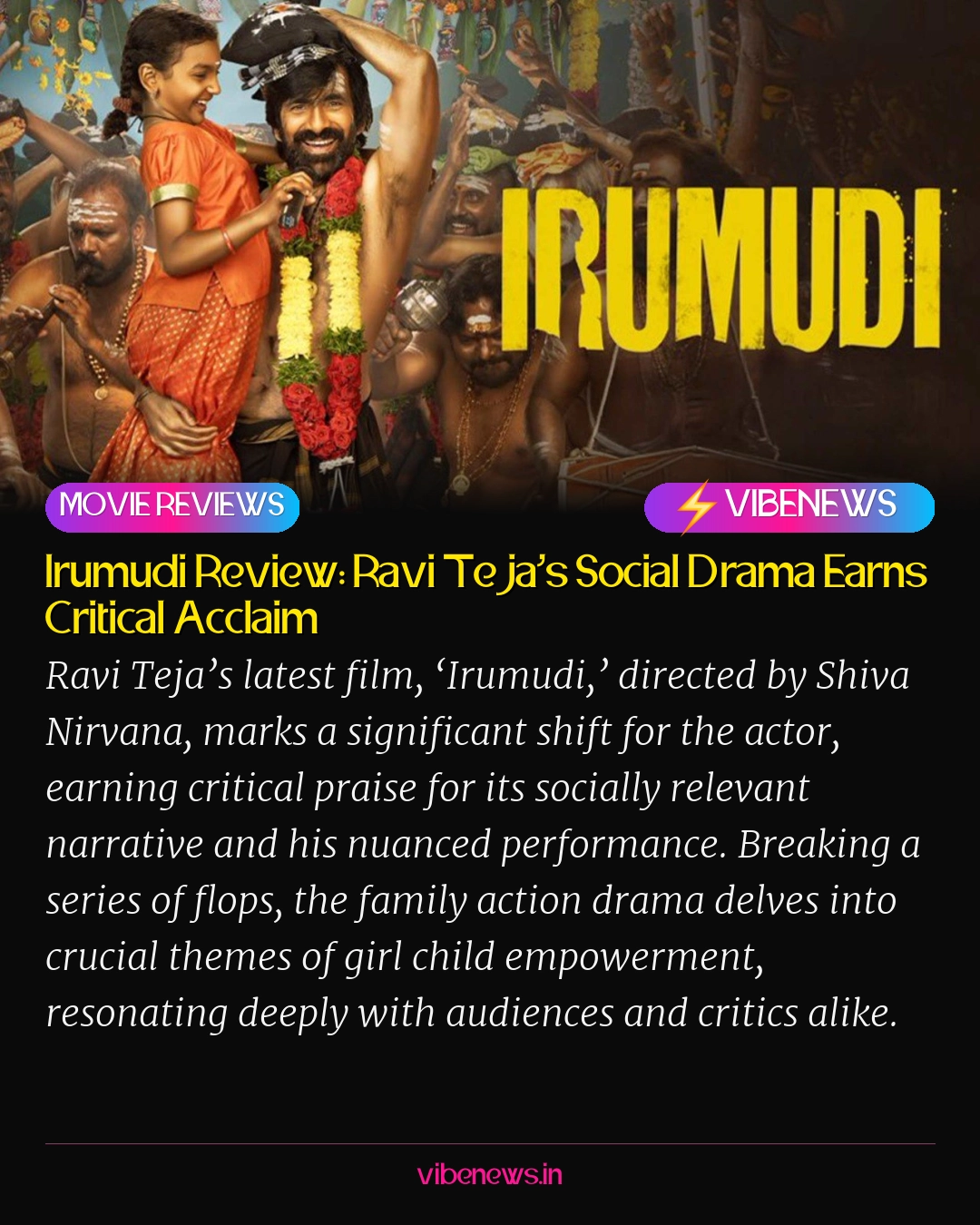 Irumudi Review: Ravi Teja’s Social Drama Earns Critical Acclaim