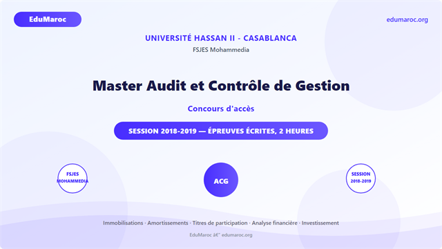 Master Audit et Contrôle de Gestion (ACG) — FSJES Mohammedia 2018-2019