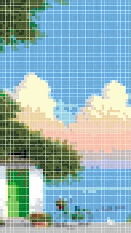 Whimsical Seaside Scene With White Cat