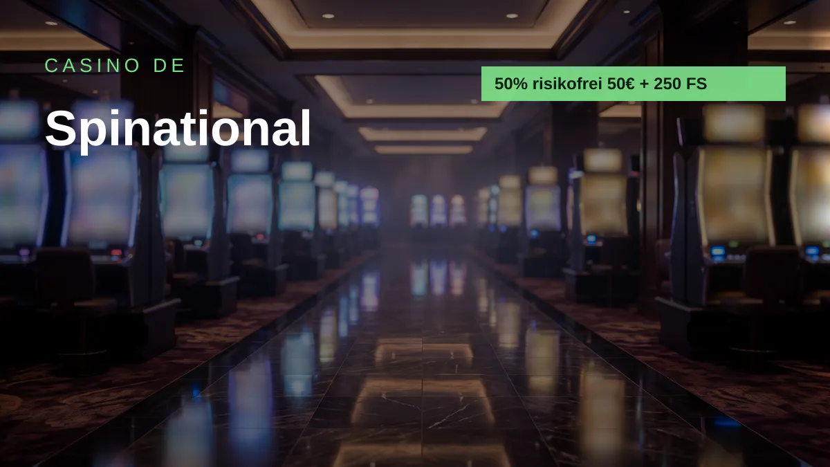 Spinational Casino — Willkommensbonus 50% risikofrei 50€ + 250 FS, Zahlungen: Mastercard, Sofort, MiFinity, Bitcoin, Ethereum